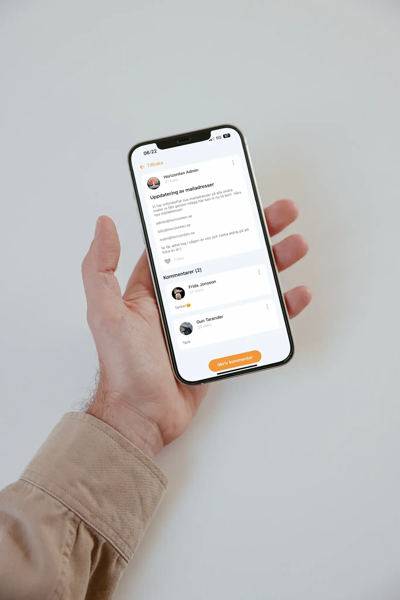 Diskussionsforum i Horizonten-appen utvecklad av ScriptSector för gemenskap och personlig utveckling