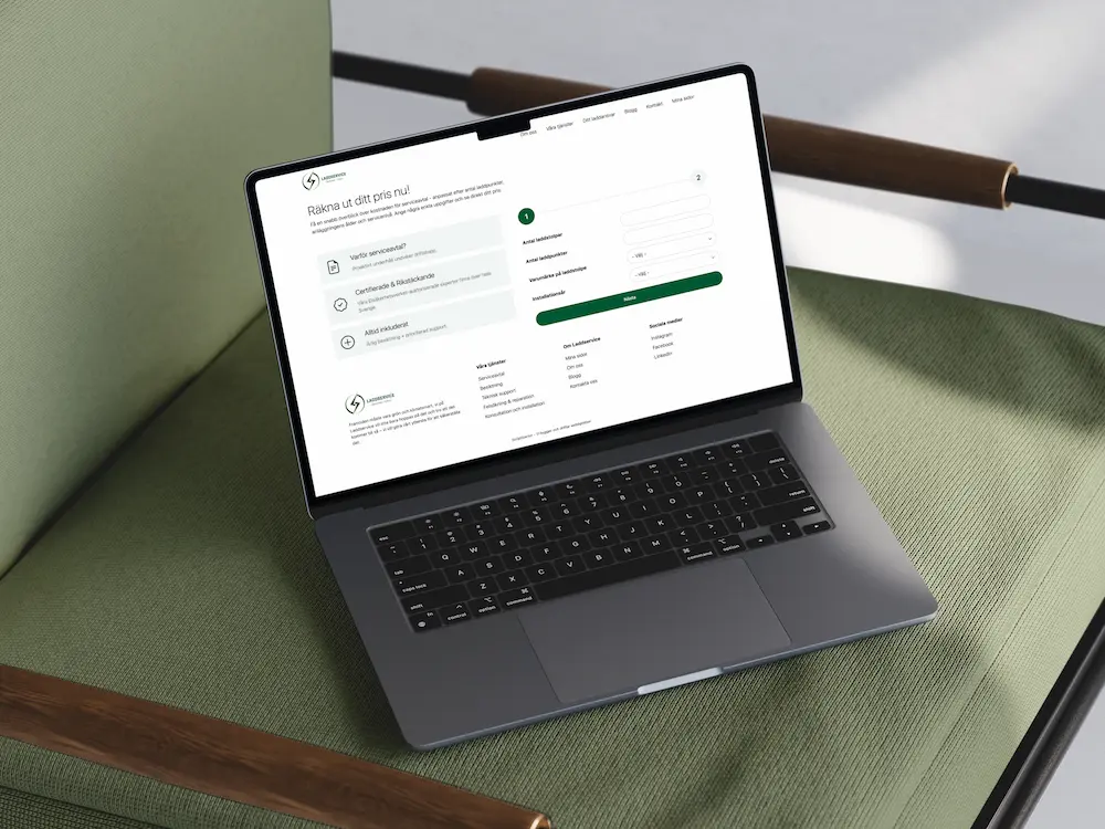Pricing calculator for charging services developed by ScriptSector as part of a conversion-focused website