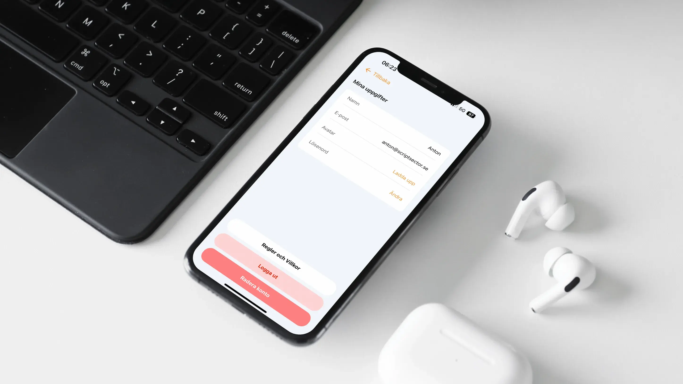 Profilvy i Horizonten-appen för iOS och Android utvecklad av ScriptSector