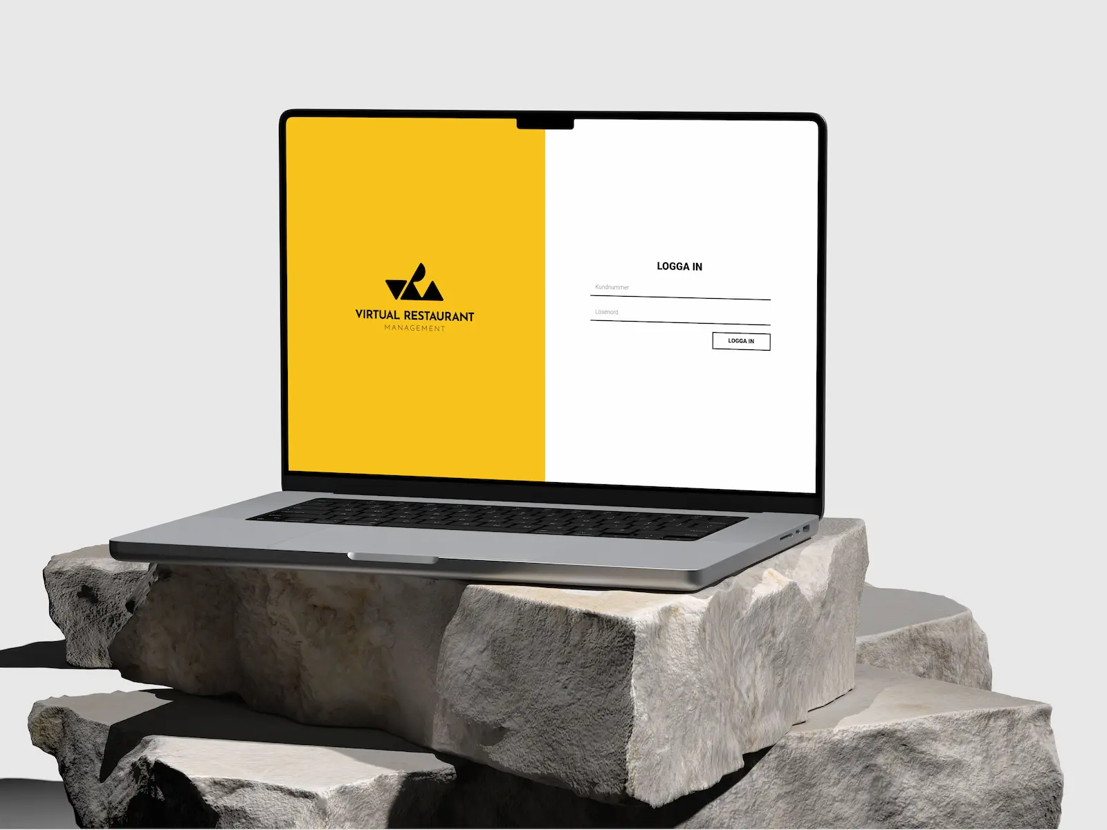 Inloggning till kundportal för Virtual Restaurant Managements digitala system för virtuella restaurangkoncept